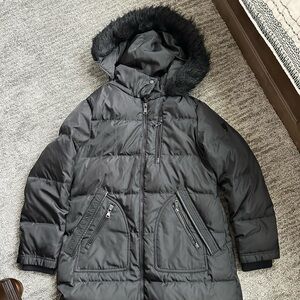 EUC Vince Camuto Heavyweight Down Coat with Faux Fur Detail, L